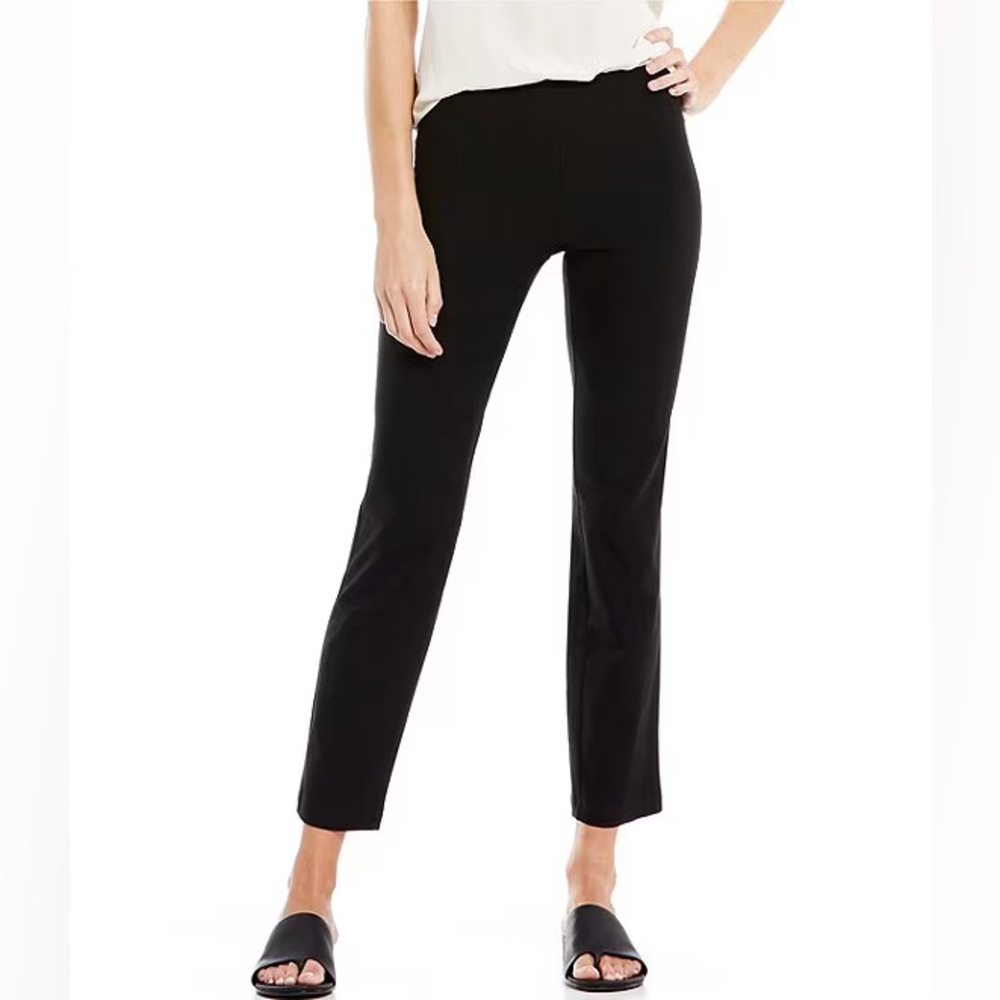 Eileen Fisher Washable Stretch Crepe Slim Leg Ankle Pants in black size XS